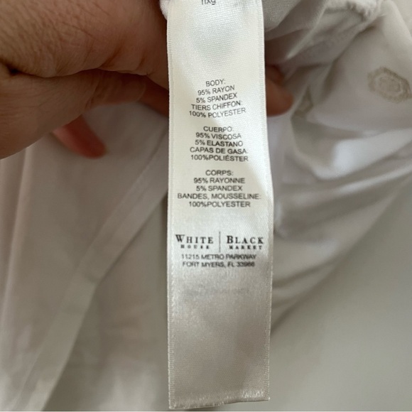 WHBM Sleeveless Blouse Metallic Silver Y2K Asymmetrical Tier Flowy Large Bridal - Picture 9 of 10